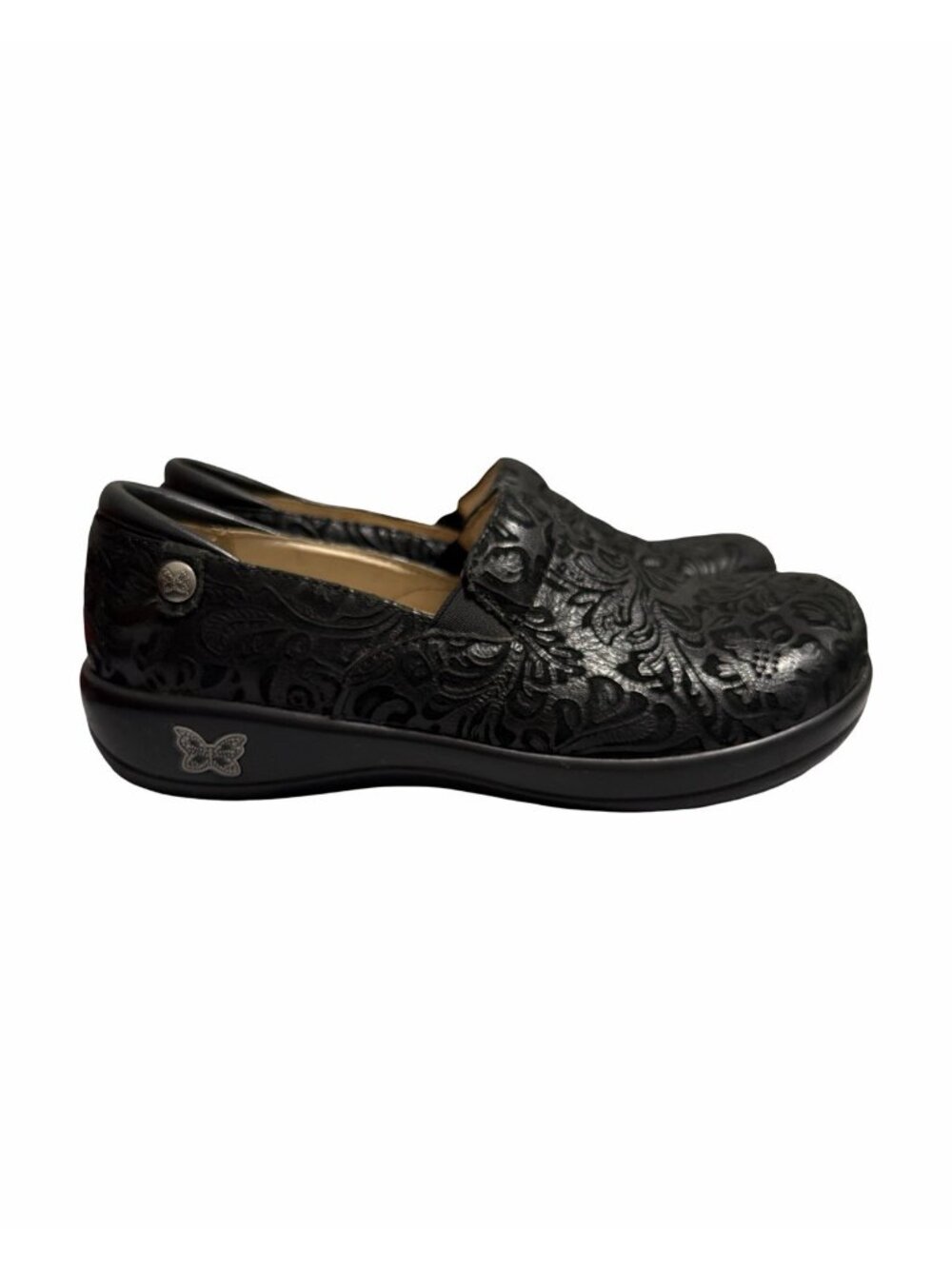 Alegria Women's Keli KEL-431 Black Embossed Paisley Shoe EU 39 comfort clogs